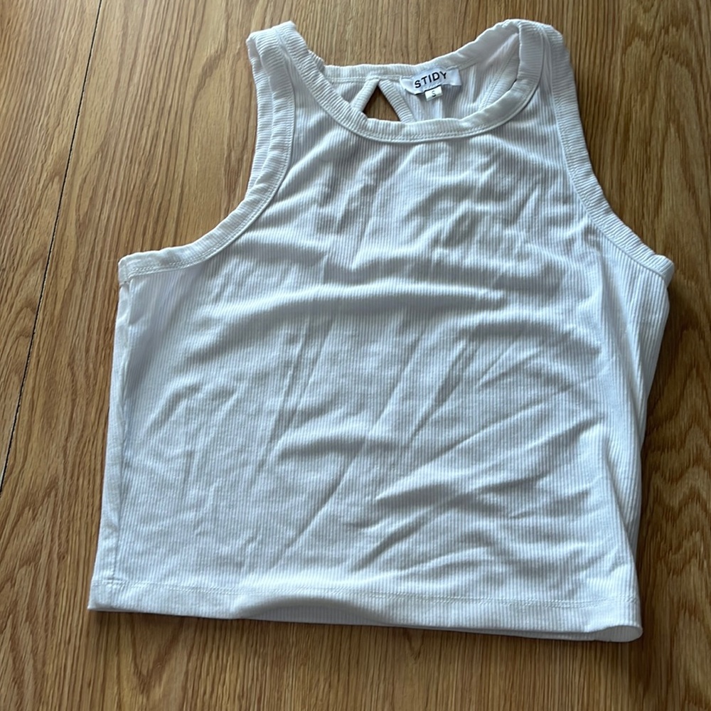 White tank top crop top
